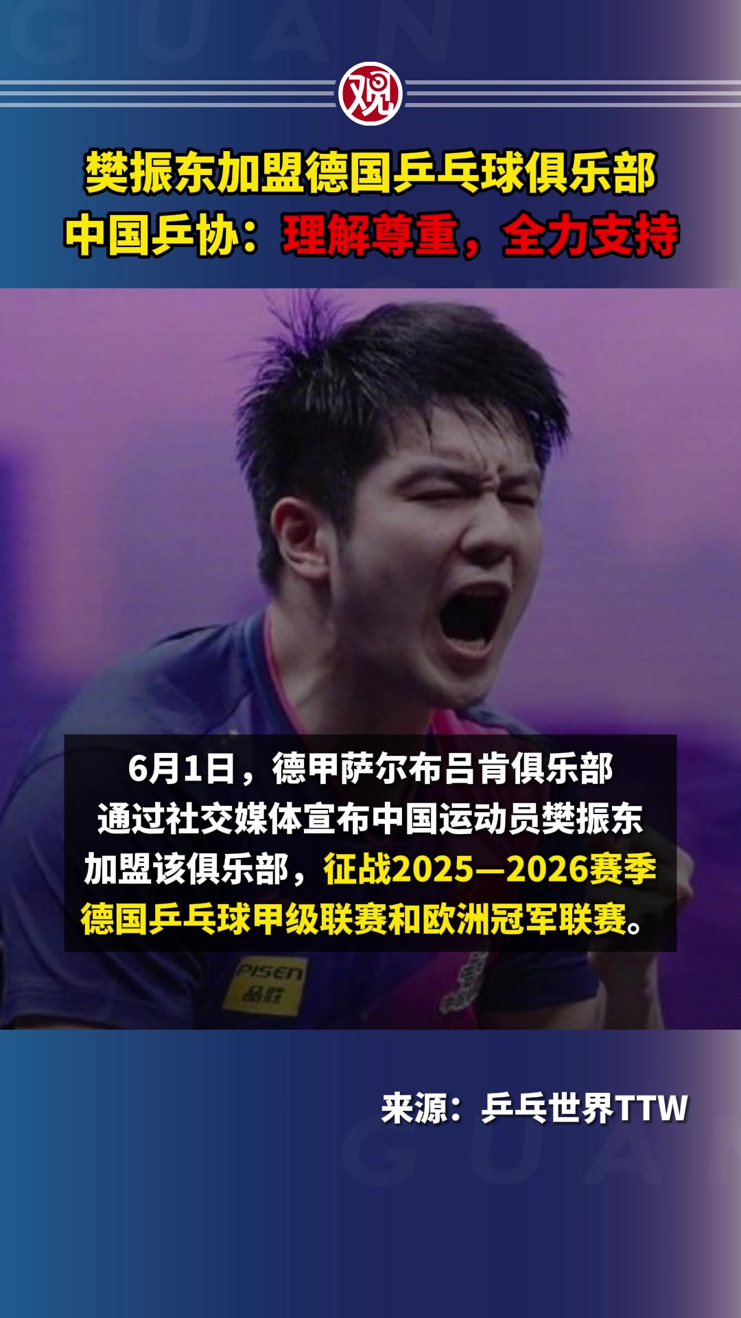 关于中国乒乓球队绝地反击德国乒乓球队，樊振东统治全场的信息